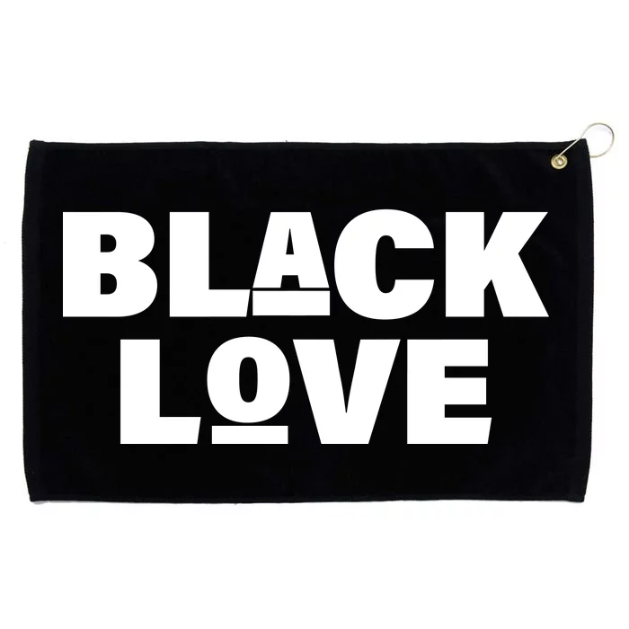 Black Love Grommeted Golf Towel