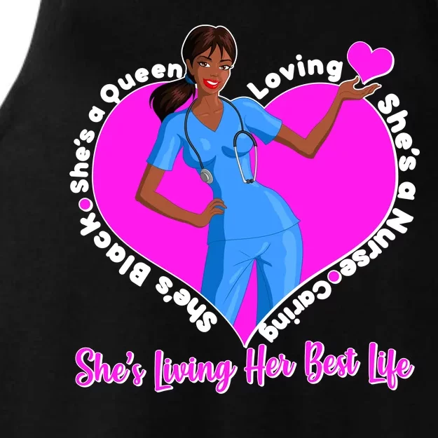 Black Nurse Living Her Best Life Ladies Tri-Blend Wicking Tank