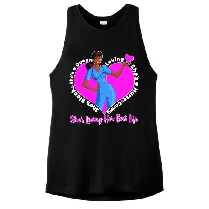 Black Nurse Living Her Best Life Ladies Tri-Blend Wicking Tank