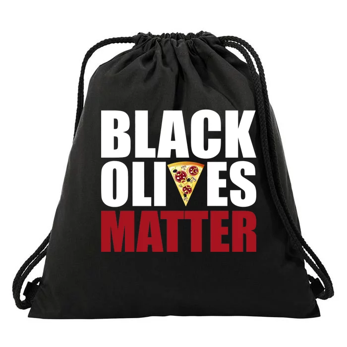 Black Olives Matter Drawstring Bag