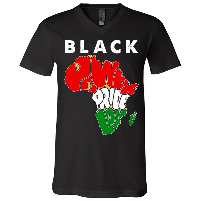 Black Power Pride Love Black History Month V-Neck T-Shirt