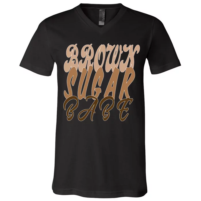 Black Pride Brown Sugar Babe Melanin V-Neck T-Shirt