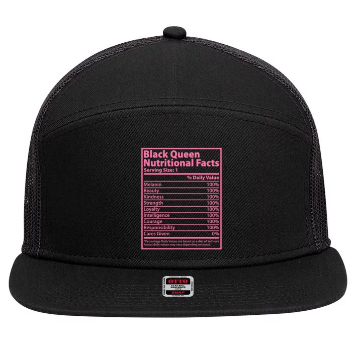 Black Queen Nutritional Facts 7 Panel Mesh Trucker Snapback Hat