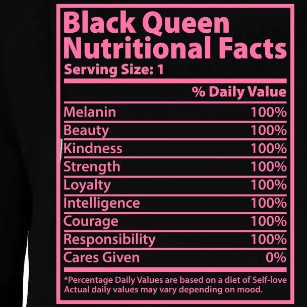 Black Queen Nutritional Facts Womens Funnel Neck Pullover Hood