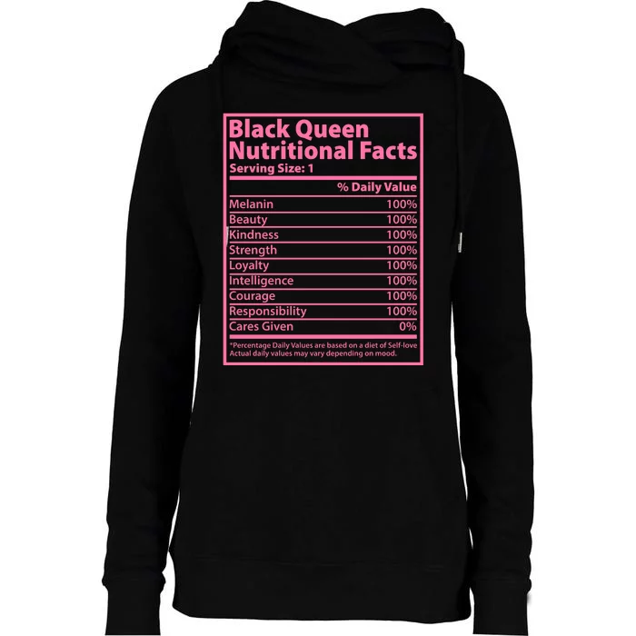 Black Queen Nutritional Facts Womens Funnel Neck Pullover Hood