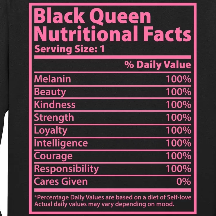 Black Queen Nutritional Facts Tall Long Sleeve T-Shirt