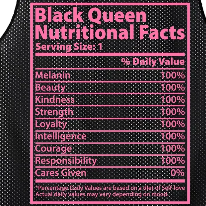 Black Queen Nutritional Facts Mesh Reversible Basketball Jersey Tank