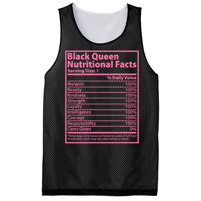 Black Queen Nutritional Facts Mesh Reversible Basketball Jersey Tank