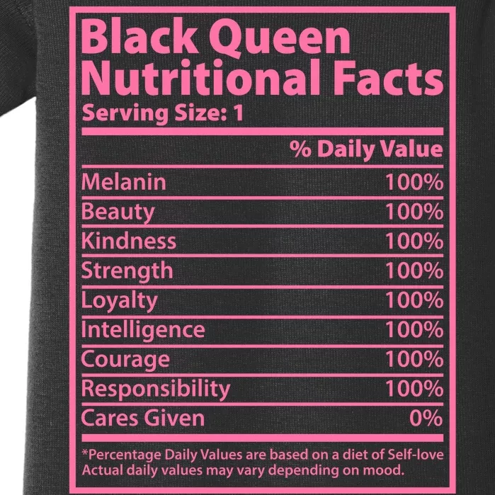 Black Queen Nutritional Facts Baby Bodysuit