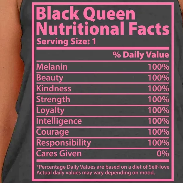 Black Queen Nutritional Facts Women's Knotted Racerback Tank