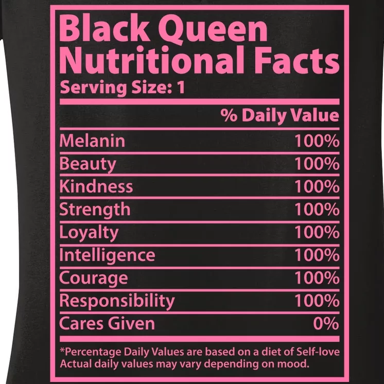 Black Queen Nutritional Facts Women's V-Neck T-Shirt