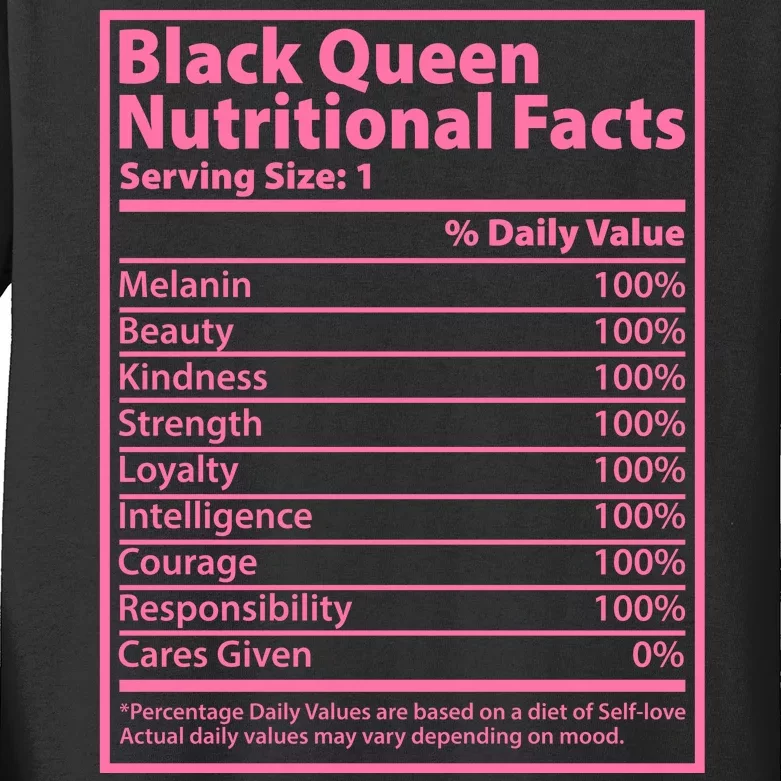 Black Queen Nutritional Facts Kids Long Sleeve Shirt