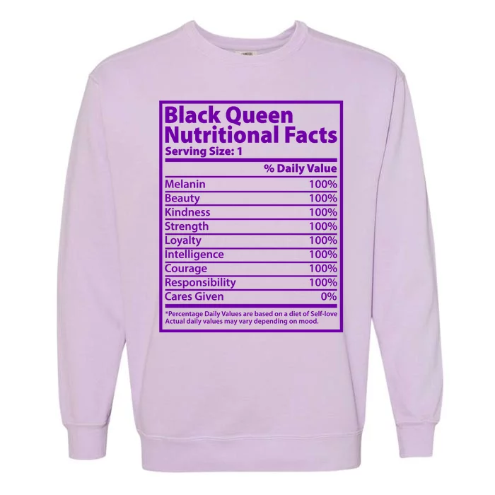 Black Queen Nutritional Facts Garment-Dyed Sweatshirt