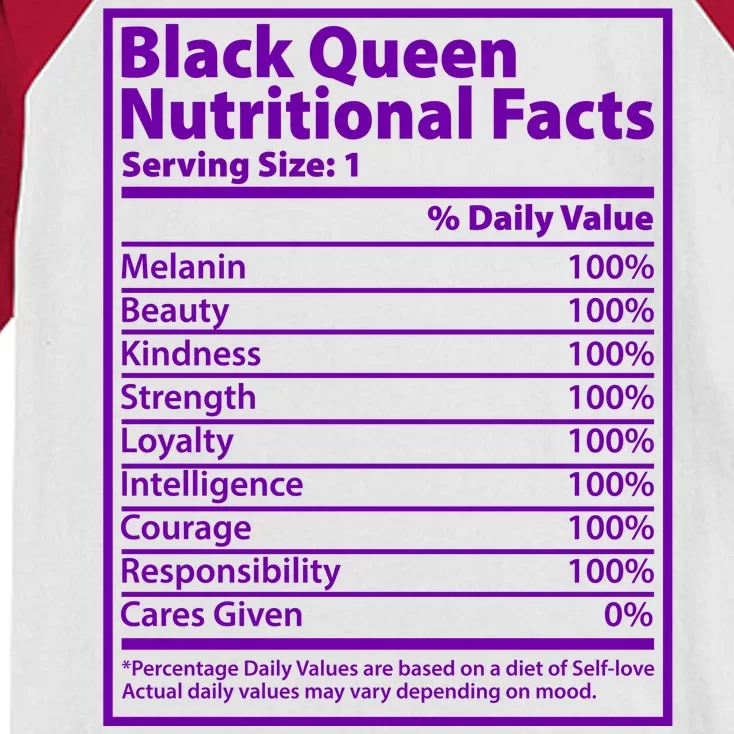 Black Queen Nutritional Facts Kids Colorblock Raglan Jersey