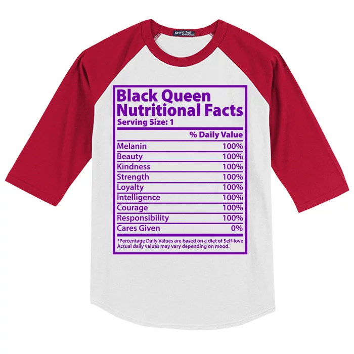 Black Queen Nutritional Facts Kids Colorblock Raglan Jersey