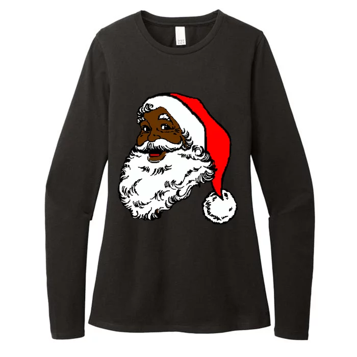 Black Santa Claus Christmas Womens CVC Long Sleeve Shirt