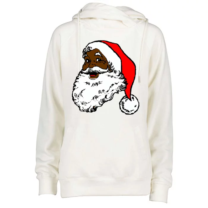 Black Santa Claus Christmas Womens Funnel Neck Pullover Hood