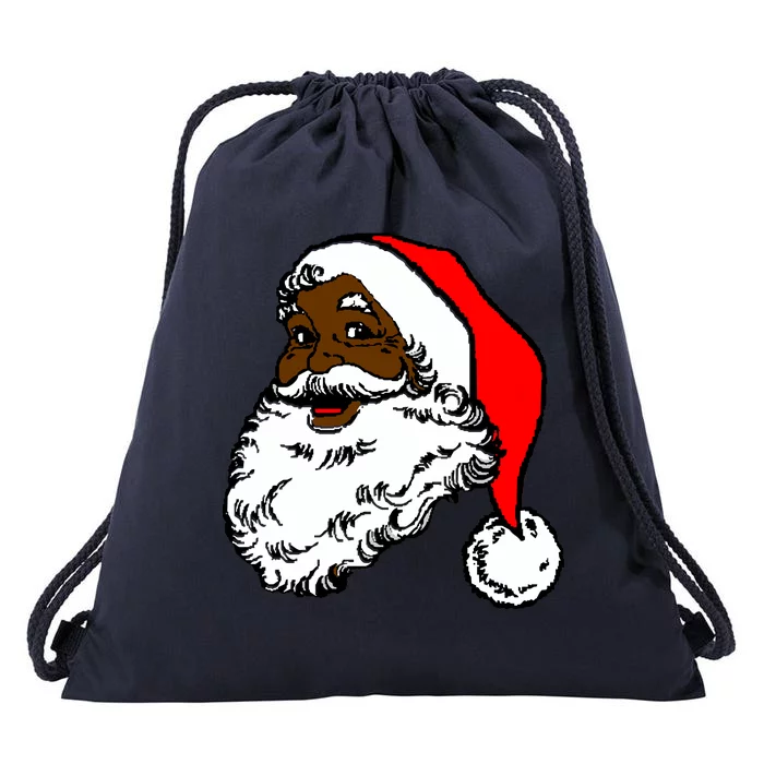 Black Santa Claus Christmas Drawstring Bag