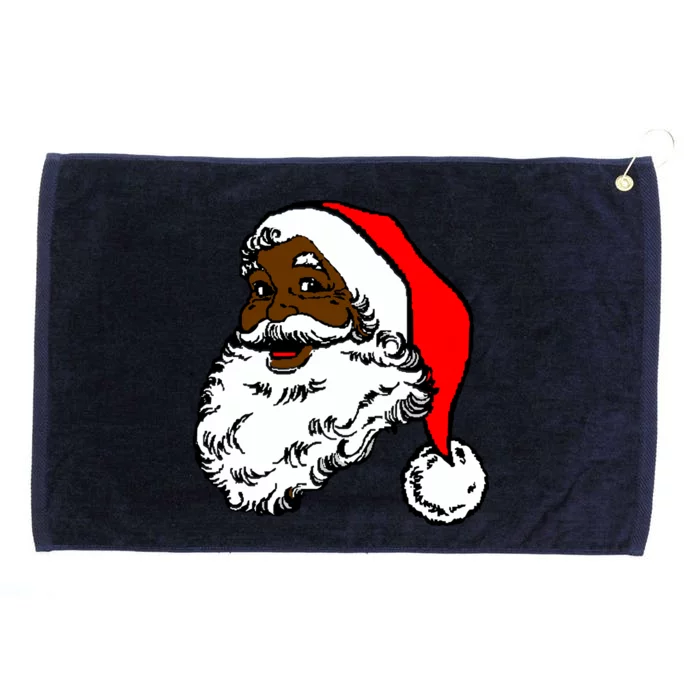 Black Santa Claus Christmas Grommeted Golf Towel