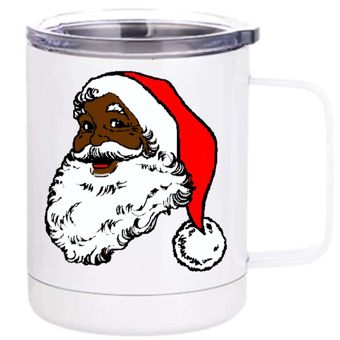 Black Santa Claus Christmas Front & Back 12oz Stainless Steel Tumbler Cup