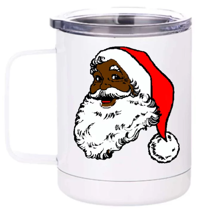 Black Santa Claus Christmas Front & Back 12oz Stainless Steel Tumbler Cup