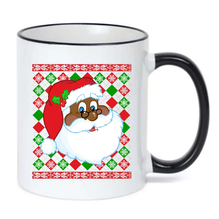 Black Santa Claus Ugly Christmas Sweater Black Color Changing Mug