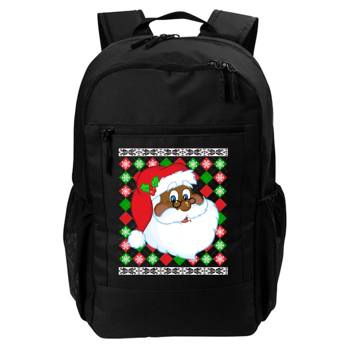 Black Santa Claus Ugly Christmas Sweater Daily Commute Backpack