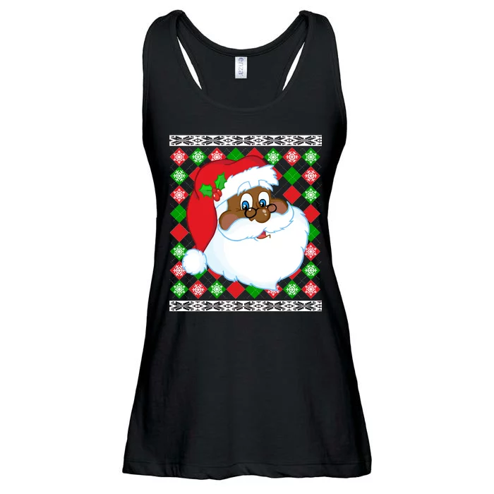 Black Santa Claus Ugly Christmas Sweater Ladies Essential Flowy Tank