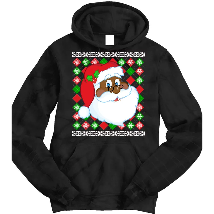 Black Santa Claus Ugly Christmas Sweater Tie Dye Hoodie