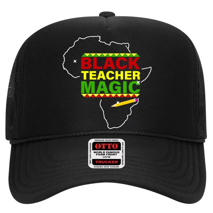 Black Teacher Magic High Crown Mesh Trucker Hat