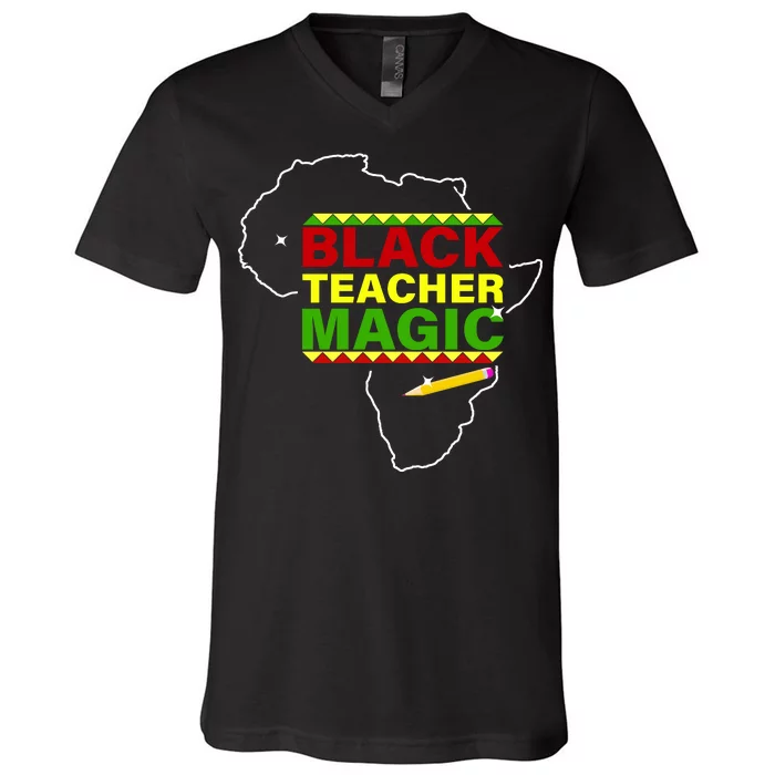 Black Teacher Magic V-Neck T-Shirt