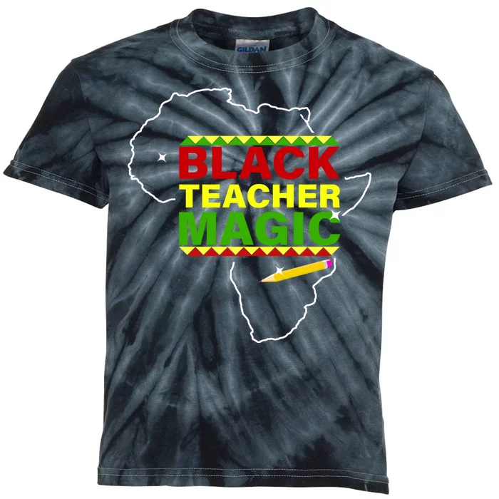 Black Teacher Magic Kids Tie-Dye T-Shirt