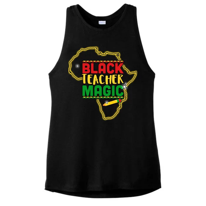 Black Teacher Magic African Pride Ladies Tri-Blend Wicking Tank