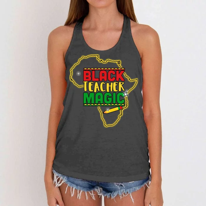 Black Teacher Magic African Pride Women's Knotted Racerback Tank