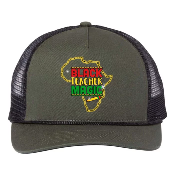 Black Teacher Magic African Pride Retro Rope Trucker Hat Cap