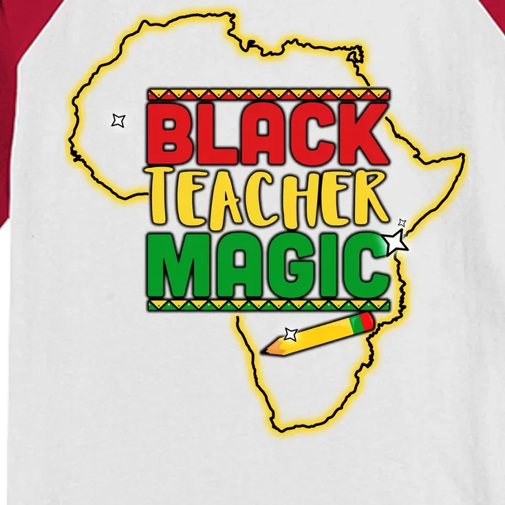 Black Teacher Magic African Pride Kids Colorblock Raglan Jersey