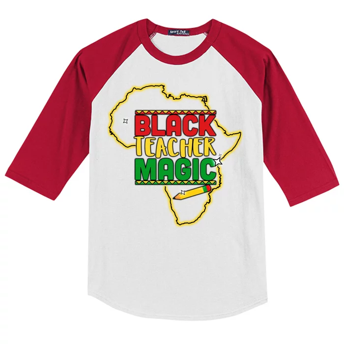 Black Teacher Magic African Pride Kids Colorblock Raglan Jersey