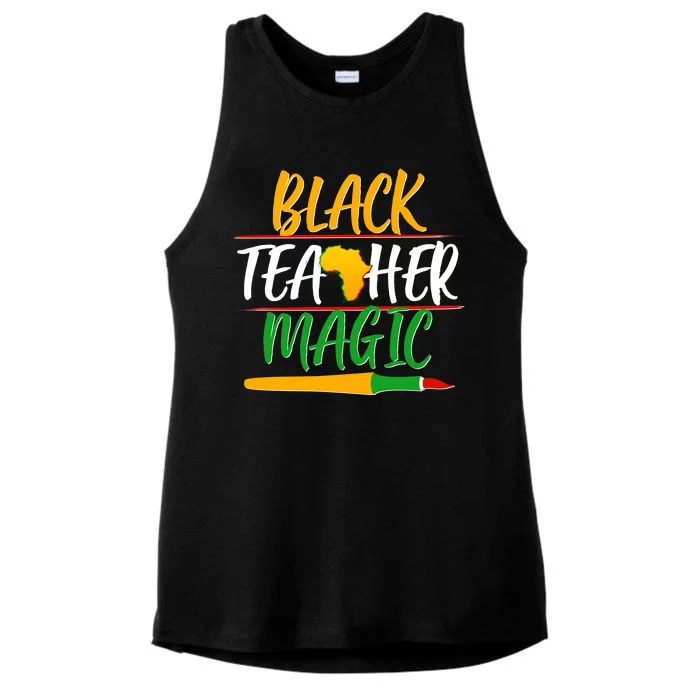 Black Teacher Magic Proud African American Ladies Tri-Blend Wicking Tank