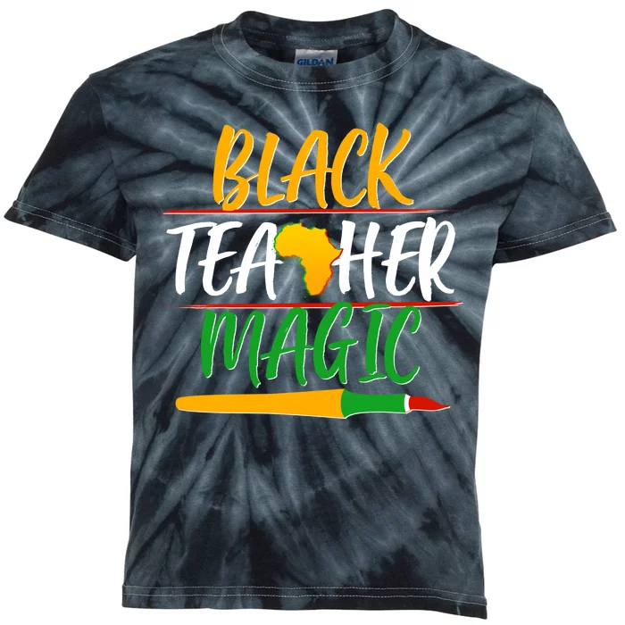 Black Teacher Magic Proud African American Kids Tie-Dye T-Shirt