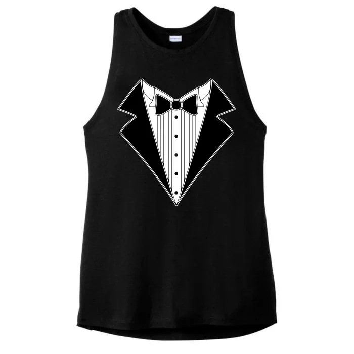 Black Tux Tuxedo Ladies Tri-Blend Wicking Tank