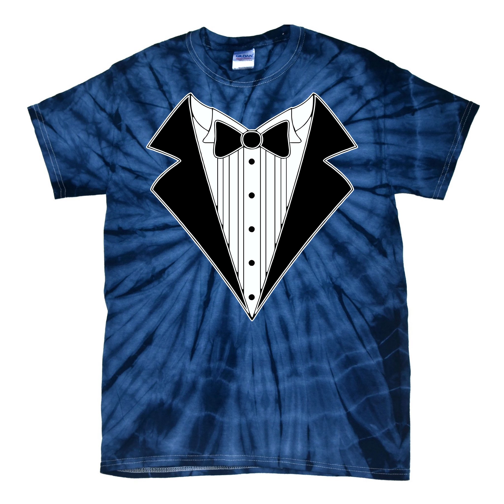 Tuxedo T-shirt with Blue Bow Tie on White