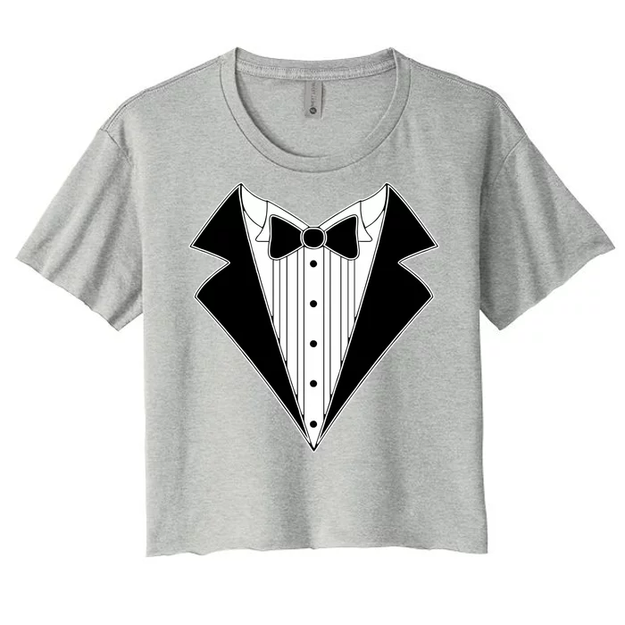 Black Tux Tuxedo Women's Crop Top Tee