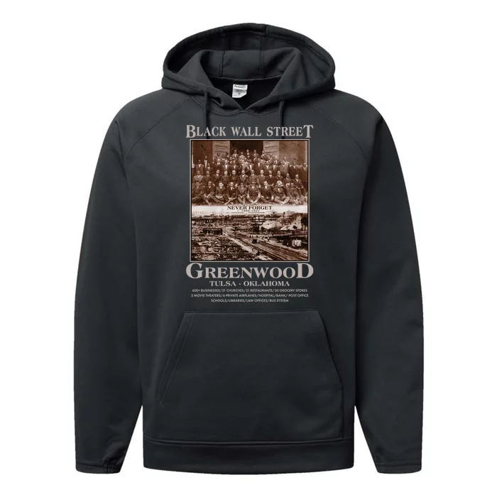 Black Wall Street Never Forget Greenwood Tulsa Oklahoma Performance Fleece Hoodie