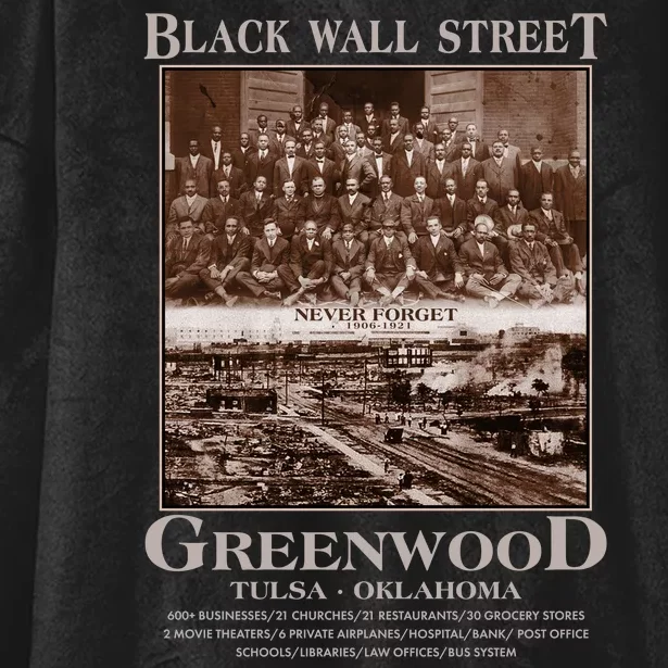 Black Wall Street Never Forget Greenwood Tulsa Oklahoma Hooded Wearable Blanket