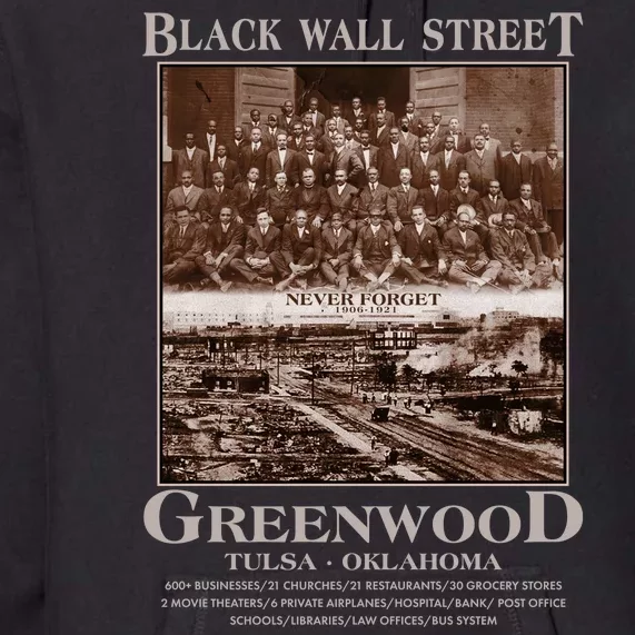 Black Wall Street Never Forget Greenwood Tulsa Oklahoma Premium Hoodie