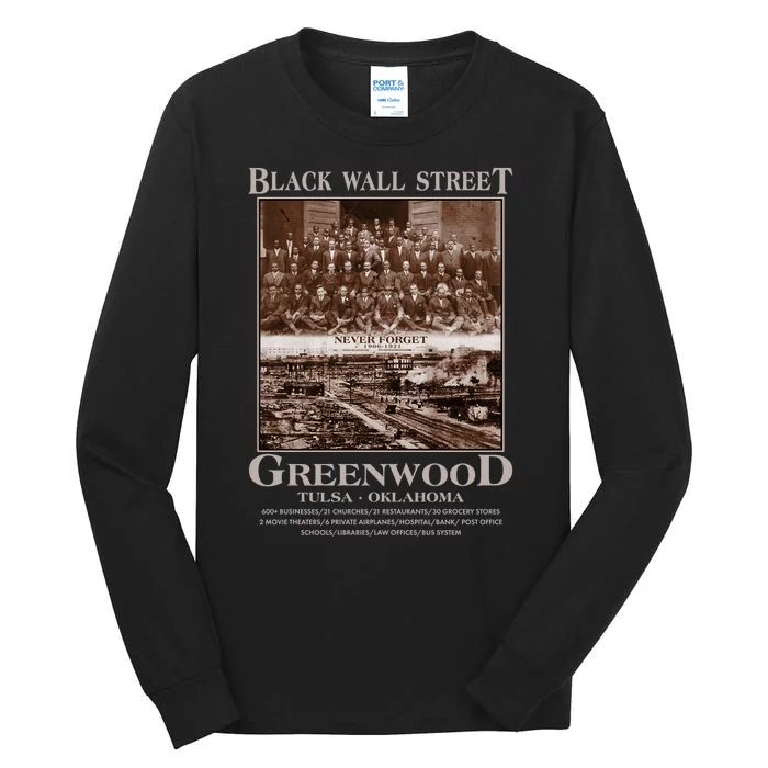 Black Wall Street Never Forget Greenwood Tulsa Oklahoma Tall Long Sleeve T-Shirt