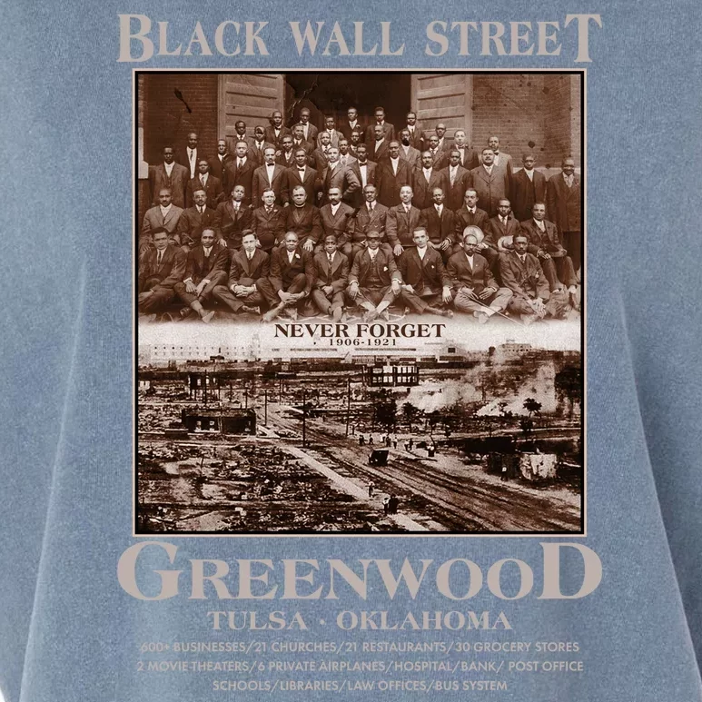 Black Wall Street Never Forget Greenwood Tulsa Oklahoma Garment-Dyed Women's Muscle Tee