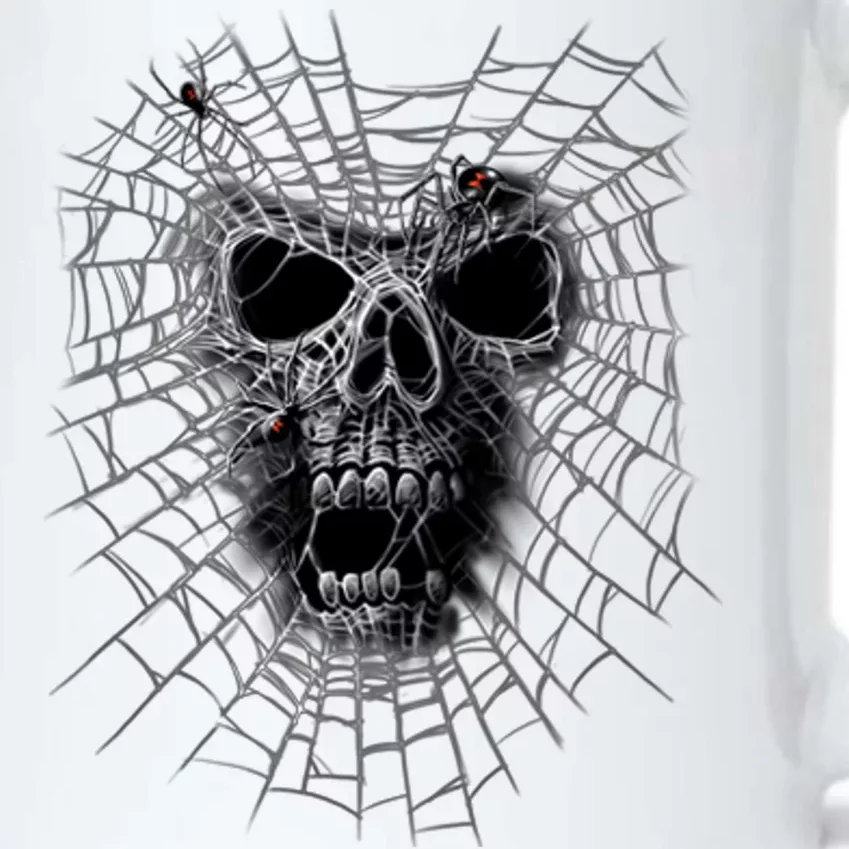 Black Widow Spider Web Skull Black Color Changing Mug