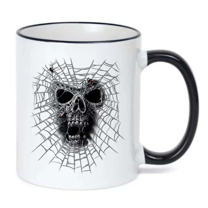 Black Widow Spider Web Skull Black Color Changing Mug