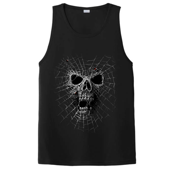 Black Widow Spider Web Skull Performance Tank